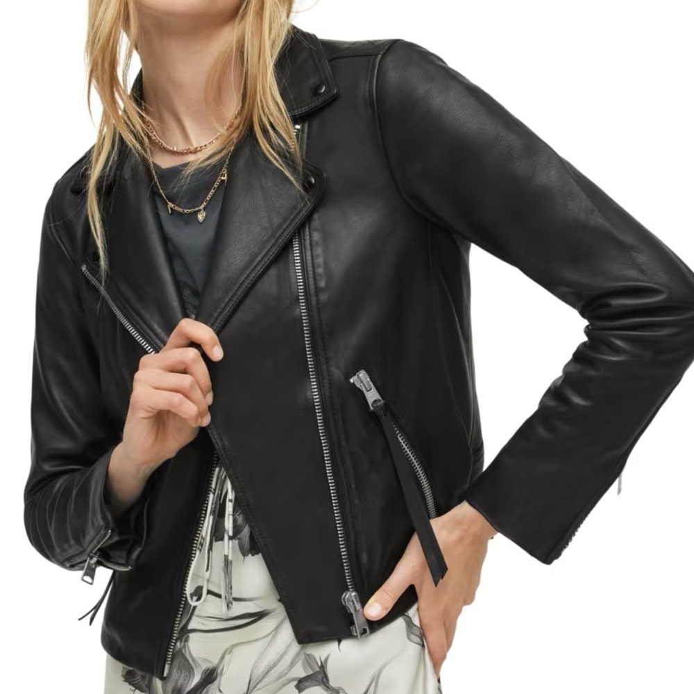 All Saints black Leather Jacket - Picture 2 of 15